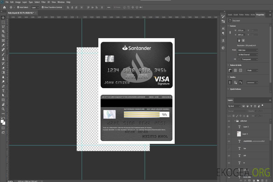 Carte de signature de visa bancaire Royaume-Uni Santander template